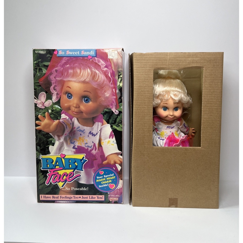Vintage 1990 Galoob Baby Face So Sweet Sandi #1 NIOB Complete Charm Visor